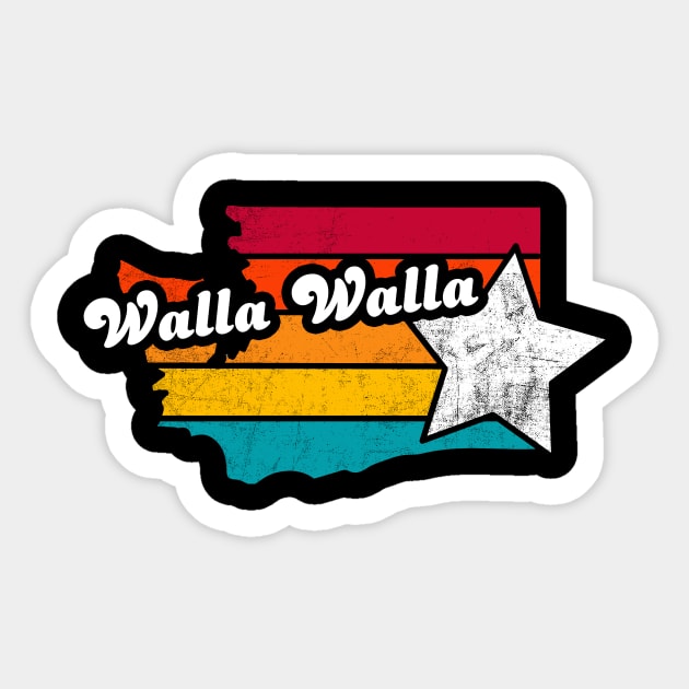 Walla Walla Washington Vintage Distressed Souvenir Sticker by NickDezArts